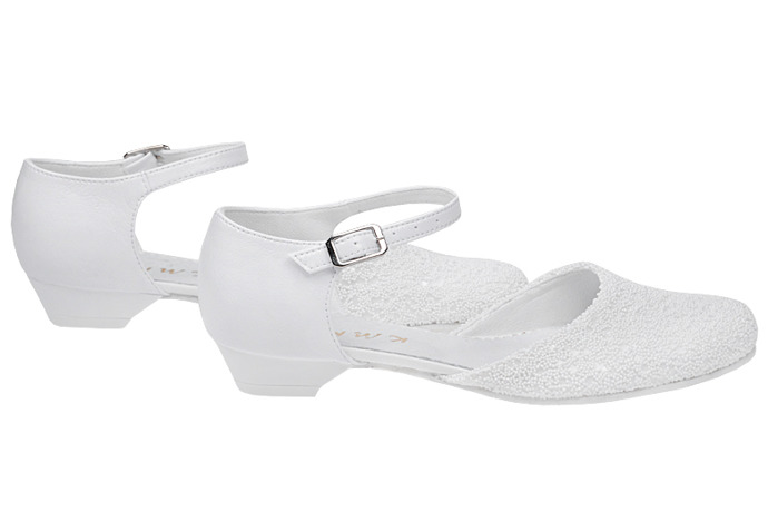 Pantofelki buty komunijne dla dziewczynki KMK 189 Białe